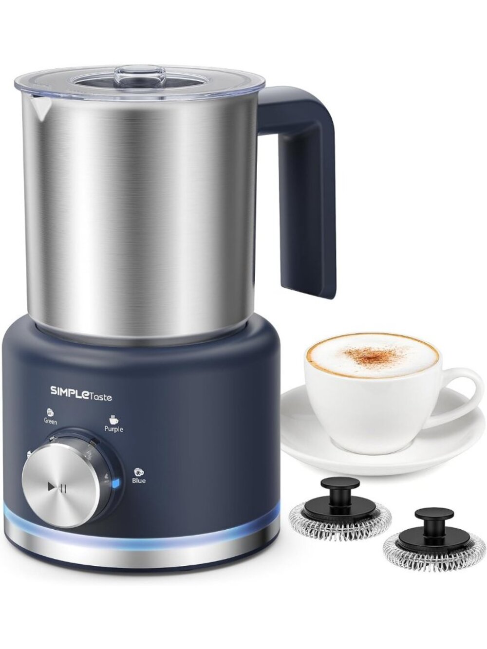 4-in-1 Electric Milk Frother & Steamer - Automatic Warm & Cold Foam Maker for